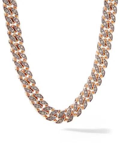 David Yurman Men's Curb Chain Necklace In 18k Rose Gold In Cognac Diamond