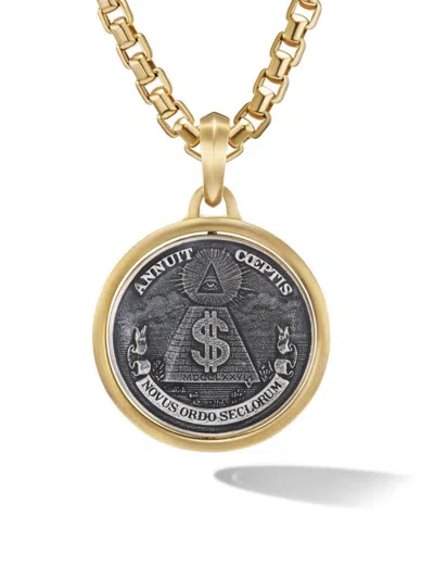 David Yurman Men's Currency Duality Amulet In Sterling Silver With 18k Yellow Gold, 30mm