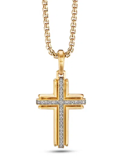 David Yurman Men's Deco Cross Pendant In 18k Yellow Gold