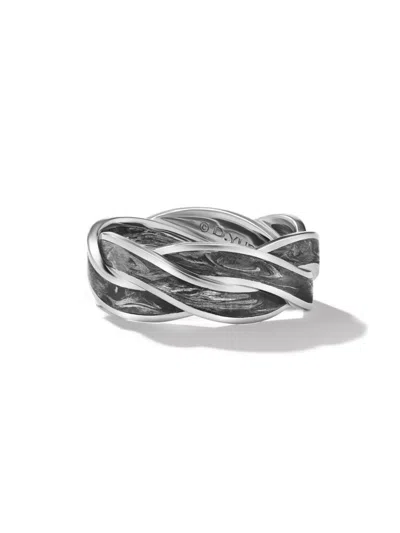 David Yurman Men's Dy Helios Band Ring In 18k White Gold In Forged Carbon