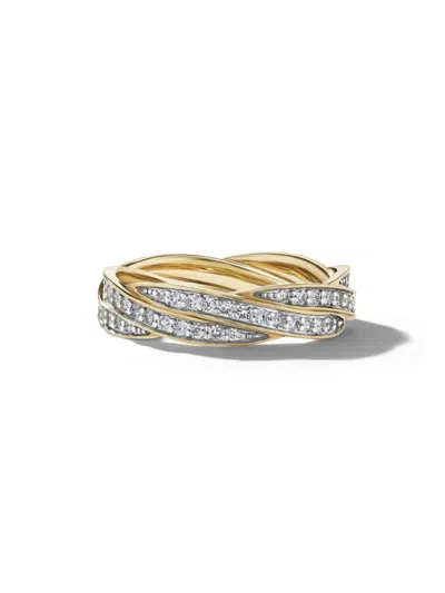 David Yurman Men's Dy Helios Band Ring In 18k Yellow Gold In Diamond