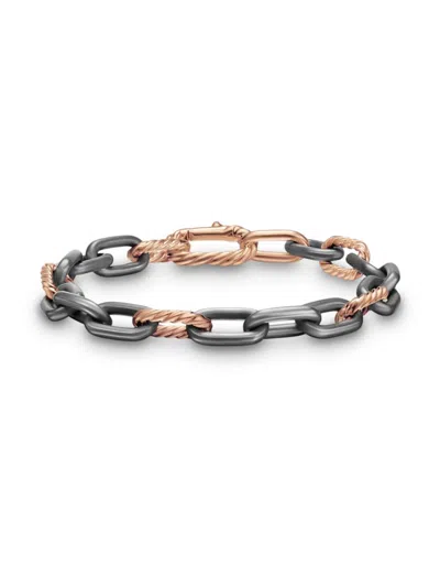 David Yurman Men's Dy Madison Chain Bracelet In Grey Titanium In Orange