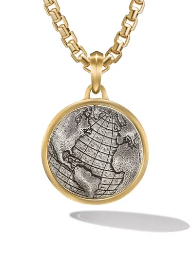 David Yurman Men's Earth And Moon Duality Amulet In Sterling Silver With 18k Yellow Gold, 30mm