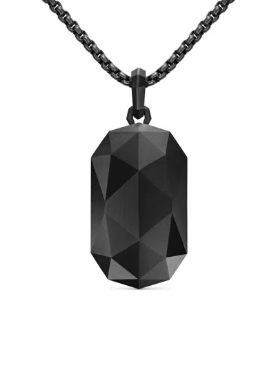 David Yurman Men's Faceted Amulet In Black Titanium, 36.3mm In Brown