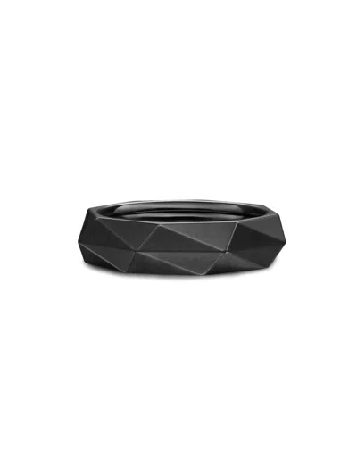 David Yurman Men's Faceted Band Ring In Black Titanium, 6.2mm In Gold