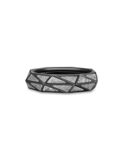 David Yurman Men's Faceted Band Ring In Black Titanium In Green