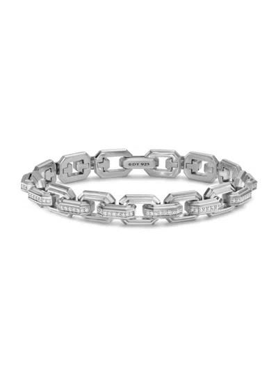 David Yurman Men's Faceted Flat Link Bracelet In Sterling Silver In Orange