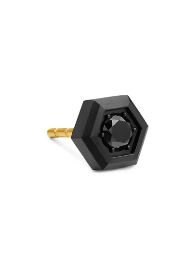 David Yurman Men's Faceted Hex Stud Earring In Black Titanium With Black Diamond, 8mm