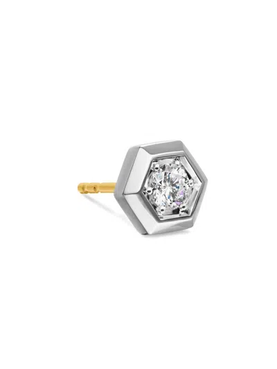 David Yurman Men's Faceted Hex Stud Earring In Sterling Silver In Metallic