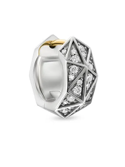 David Yurman Men's Faceted Hoop Earring In Sterling Silver