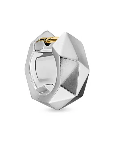 David Yurman Men's Faceted Hoop Earring In Sterling Silver, 14.5mm In Metallic