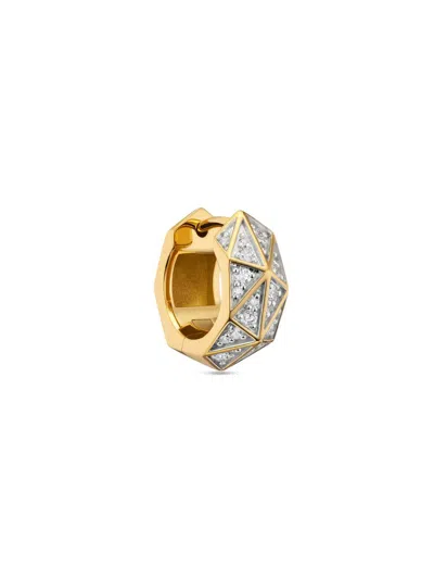 David Yurman Men's Faceted Hoop Earrings In 18k Yellow Gold In Gray