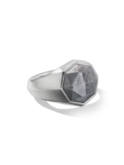 David Yurman Men's Faceted Signet Ring In Sterling Silver In Meteorite