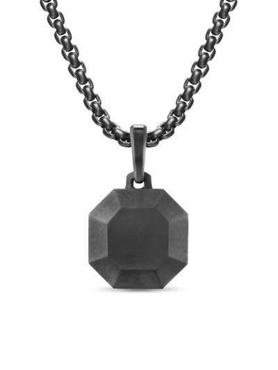 David Yurman Men's Faceted Stone Amulet In Black Titanium, 16mm In Neutral