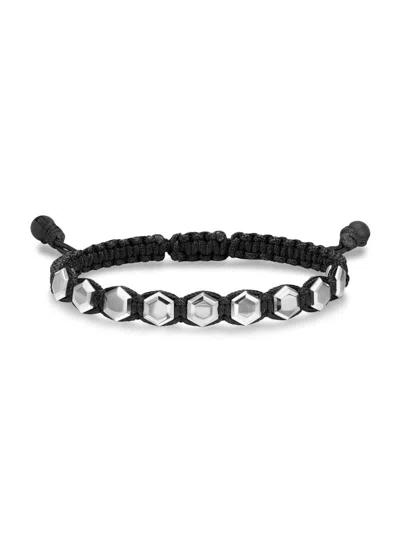 David Yurman Men's Faceted Woven Bracelet In Sterling Silver In Black