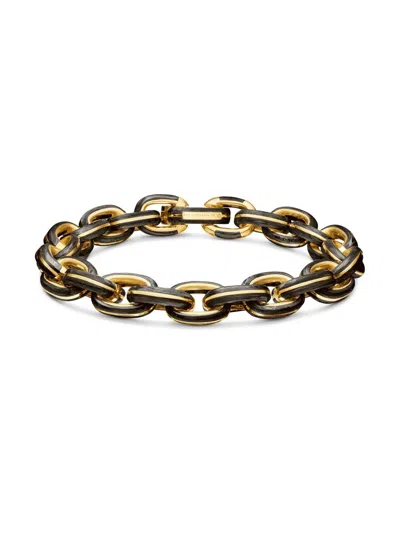 David Yurman Men's Forged Carbon Link Bracelet In 18k Yellow Gold, 11mm