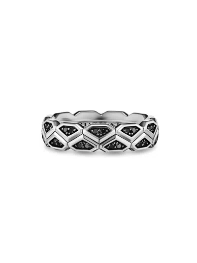 David Yurman Men's Hex Band Ring In Sterling Silver In Black Diamond