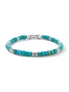 David Yurman Men's Hex Bead Bracelet In Sterling Silver In Chinese Turquoise