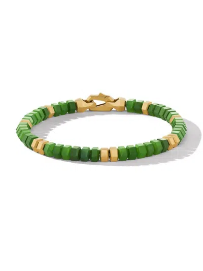 David Yurman Men's Hex Bead Bracelet In Green