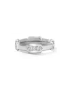 David Yurman Sterling Silver Hex Station Diamond Band Ring (6mm)