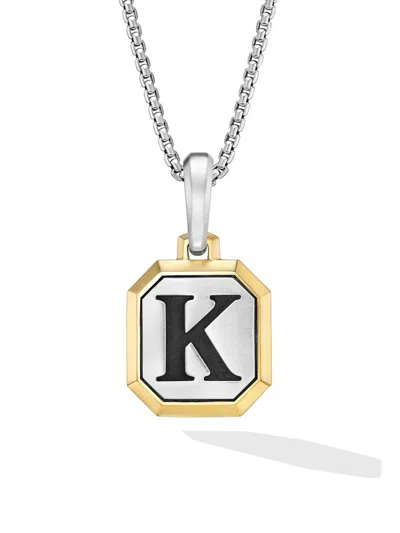 David Yurman Men's Initial Amulet In Sterling Silver In Burgundy