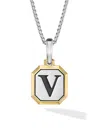 David Yurman Men's Initial Amulet In Sterling Silver In Green