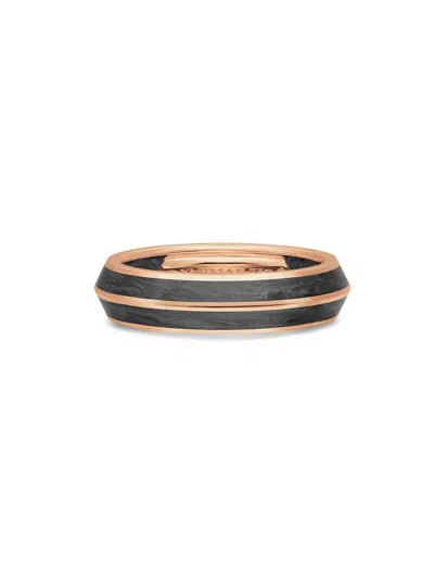 David Yurman Men's Knife Edge Band Ring In 18k Rose Gold In Black