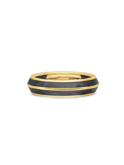 David Yurman Men's Knife Edge Band Ring In 18k Yellow Gold In Black