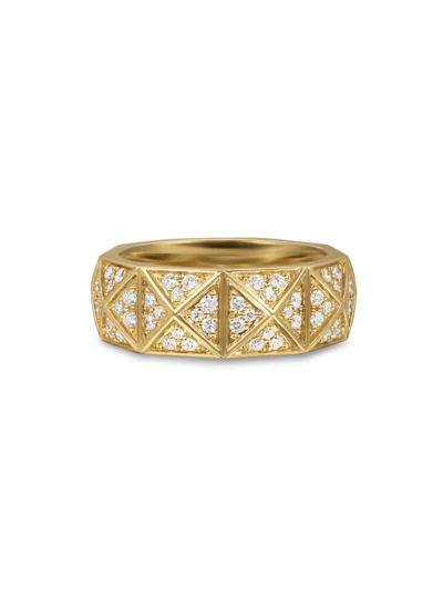 David Yurman Men's Pyramid Band Ring In 18k Yellow Gold In White