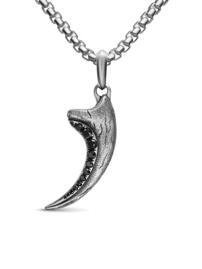 David Yurman Men's Raptor Claw Amulet In Sterling Silver With Black Diamonds, 36.2mm In Metallic