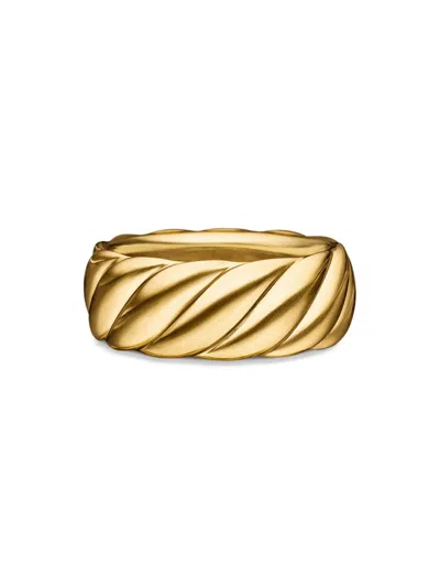 David Yurman Men's Sculpted Cable Contour Band Ring In 18k Yellow Gold, 9mm