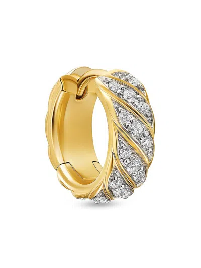 David Yurman Men's Sculpted Cable Hoop Earring In 18k Yellow Gold