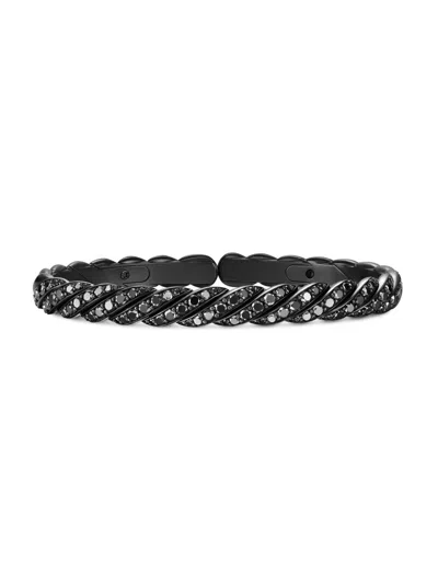David Yurman Men's Sculpted Cable Pavé Flex Bracelet In Black Titanium In Brown