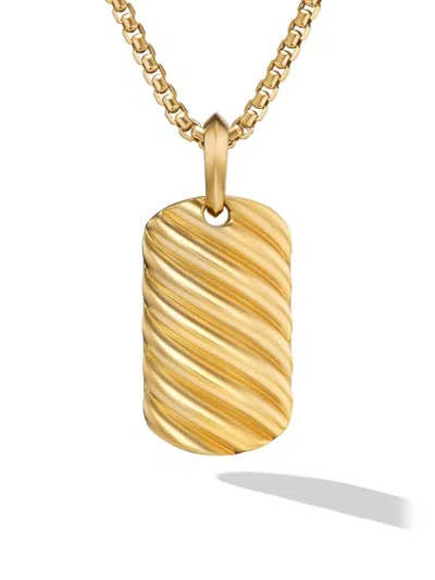 David Yurman Men's Sculpted Cable Tag In 18k Yellow Gold, 27mm