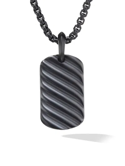 David Yurman Men's Sculpted Cable Tag In Black Titanium, 27mm