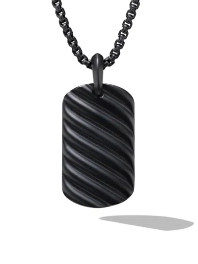 David Yurman Men's Sculpted Cable Tag Pendant In Black Titanium, 35mm