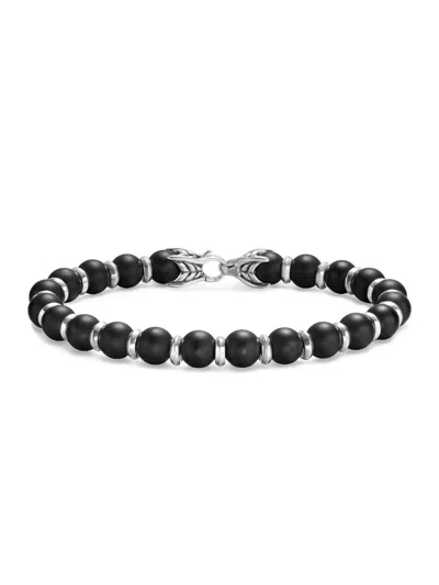 David Yurman Men's Spiritual Beads Bracelet In Sterling Silver In Black