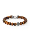 David Yurman Men's Spiritual Beads Bracelet In Sterling Silver In Tigers Eye