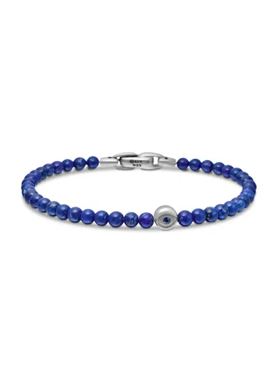 David Yurman Men's Spiritual Beads Evil Eye Bracelet In Sterling Silver In Lapis Lazuli