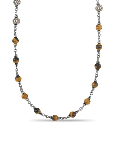 David Yurman Men's Spiritual Beads Rosary Necklace In Sterling Silver In Tigers Eye