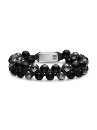 David Yurman Men's Spiritual Beads Two Row Woven Bracelet In Black