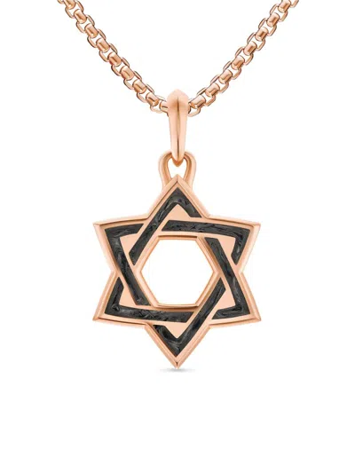 David Yurman Men's Star Of David Amulet In 18k Rose Gold With Forged Carbon, 25mm