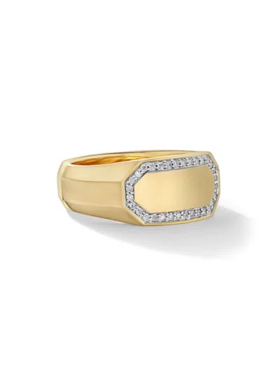 David Yurman Men's Streamline Cigar Band Ring In 18k Yellow Gold, 10.5mm In Diamond