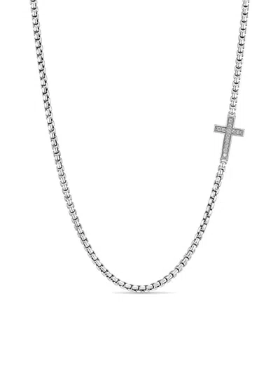 David Yurman Men's Streamline Cross Station Necklace In Sterling Silver In Orange