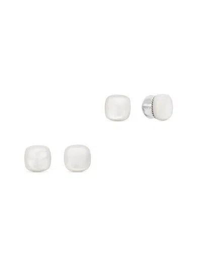 David Yurman Men's Stud Set With Mother-of-pearl In Silver
