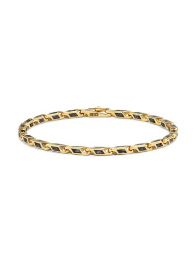 David Yurman Men's Streamline Faceted Chain Bracelet In 18k Yellow Gold In Blue