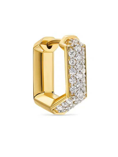David Yurman Men's Streamline Hoop Earring In 18k Yellow Gold With Diamonds, 11.7mm