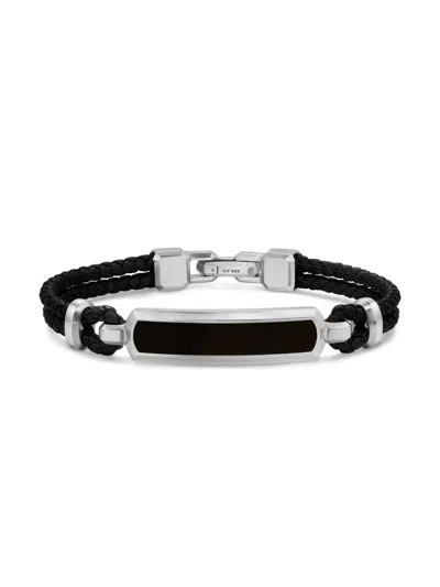 David Yurman Men's Streamline Id Bar Bracelet In Black Leather