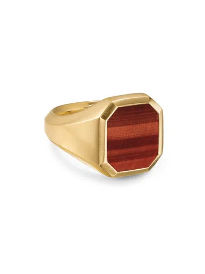 David Yurman Men's Streamline Signet Ring In 18k Yellow Gold In Red