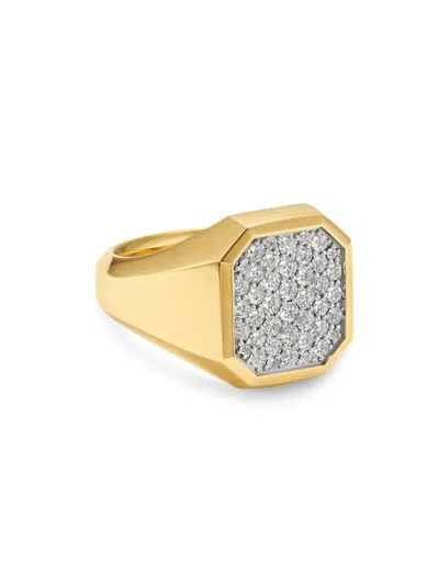 David Yurman Men's Streamline Signet Ring In 18k Yellow Gold In Brown
